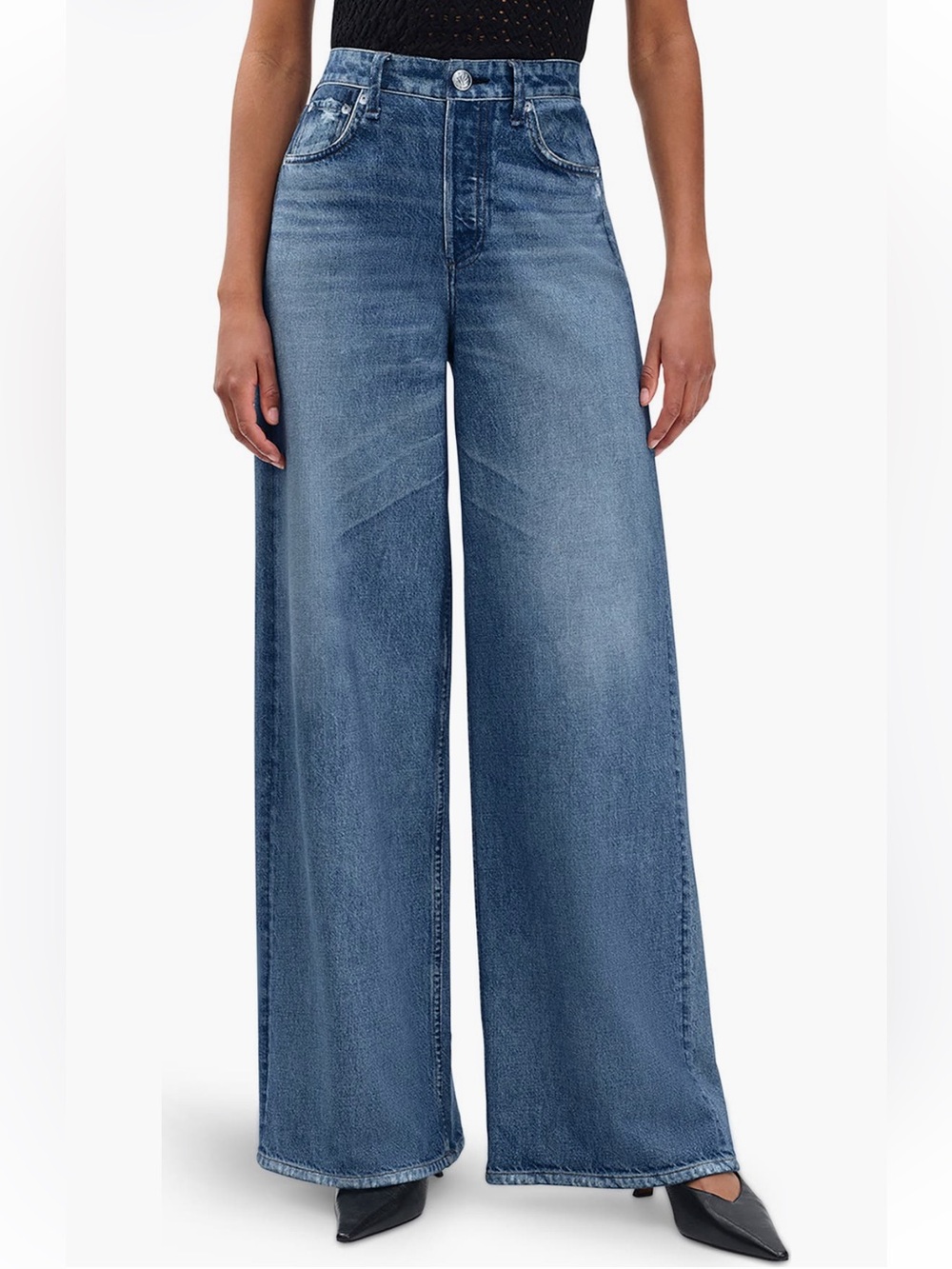 NEW rag & bone rb Miramar Sofie High Waist Ankle Wide Leg Terry Sweatpant Jeans